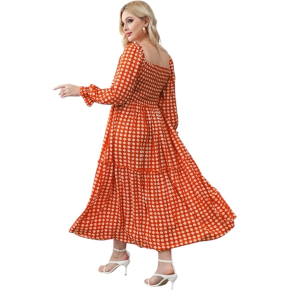 Celure Plus Allover Floral Print Flounce Sleeve Shirred Ruffle Hem‎ Dress - Picture 2 of 9